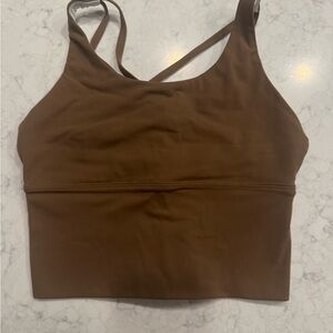 Stylish Tan Sports Bra with Strappy Back